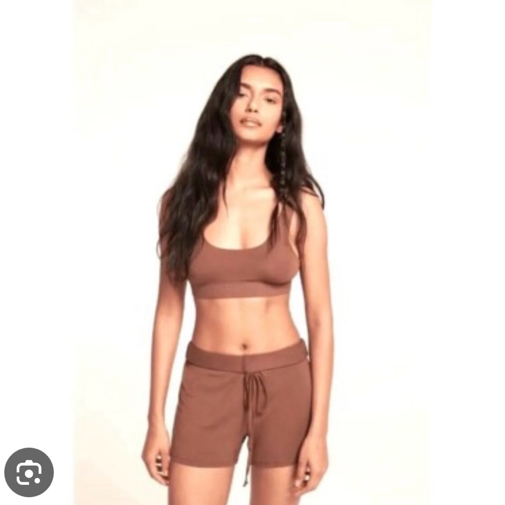 SKIMS Brown Sleep Bra and Shorts Set
